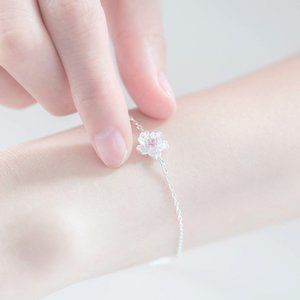 Pink Flower Silver Bracelet S925 NWT